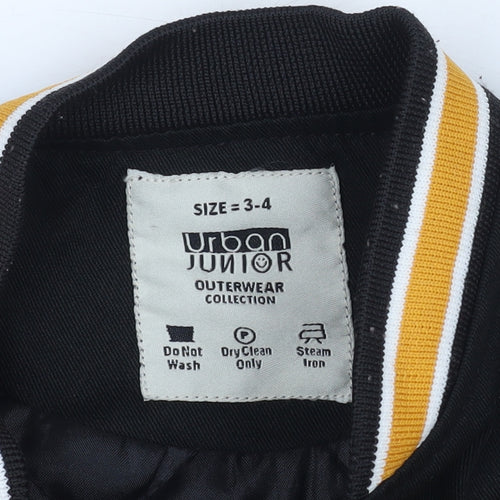 Urban Junior Boys Black Varsity Jacket 3-4 Years