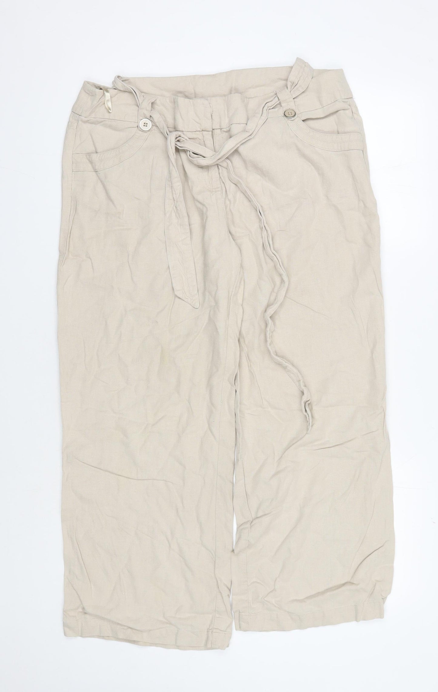 Wallis Beige Wide-Leg Trousers, Women's 16