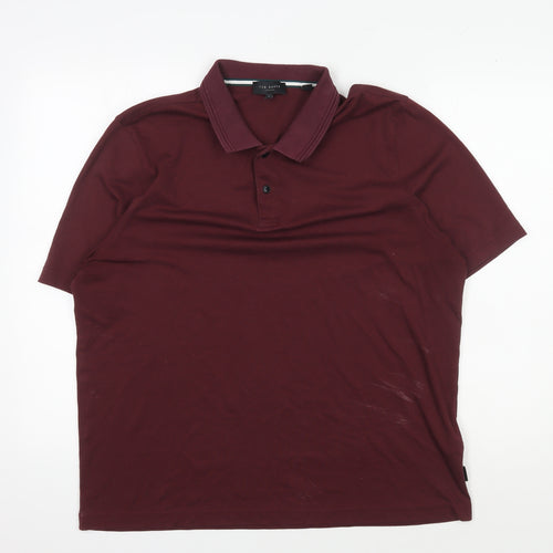 Ted Baker Men's Red Short Sleeve Polo, Size 6