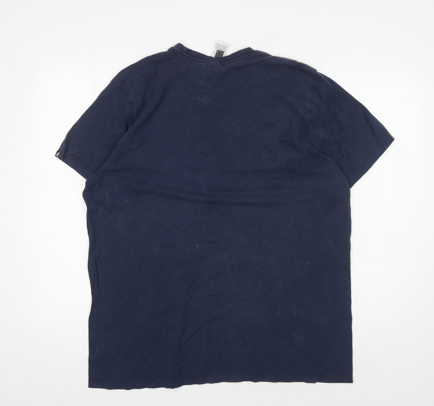 Adidas Men's XL Blue Cotton T-Shirt - Logo, Crew Neck