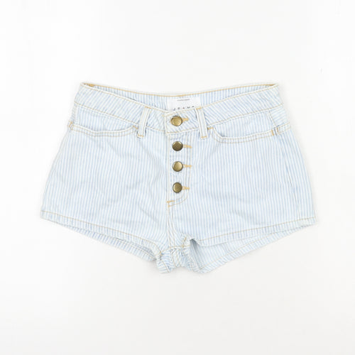 American Apparel Women's Blue High Rise Striped Denim Shorts