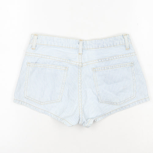 American Apparel Women's Blue High Rise Striped Denim Shorts