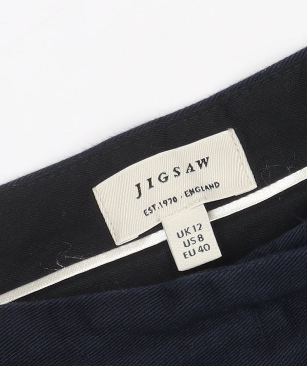 Jigsaw Women's Black Cotton Trousers - Size 12