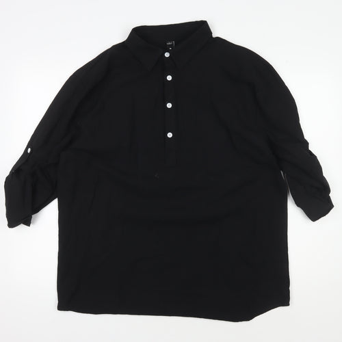 OUKU Men's Black Long Sleeve Button-Up Shirt L