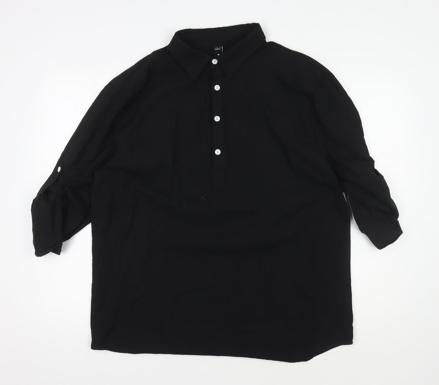 OUKU Men's Black Long Sleeve Button-Up Shirt L