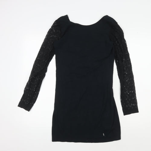 Superdry Women's Black Bodycon Lace Sleeve Dress M