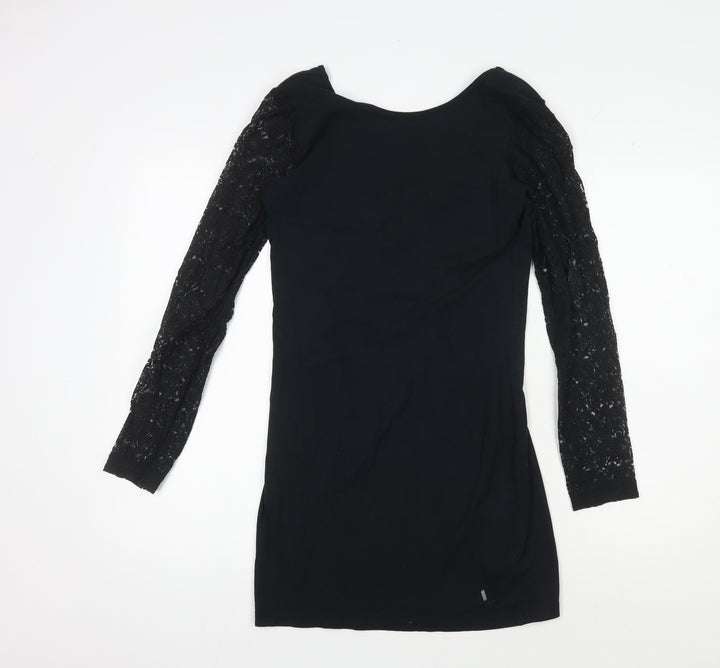 Superdry Women's Black Bodycon Lace Sleeve Dress M