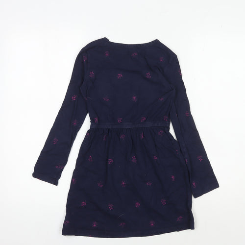 Gap Girls Blue T-Shirt Dress, M, Floral Logo, Long Sleeve