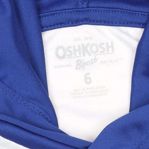 OshKosh Boys Graphic Blue White Hooded Sport T-Shirt 6 Years