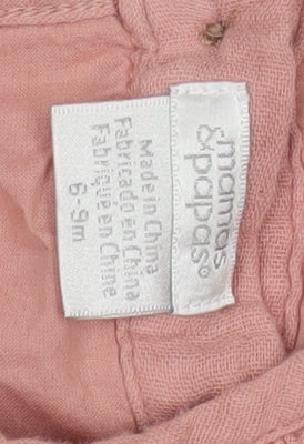 Mamas & Papas Pink Unisex A-Line Dress 6-9M, Cotton Muslin