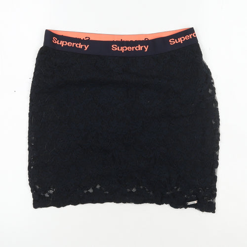 Superdry Women's Black Lace Pencil Skirt, Size M