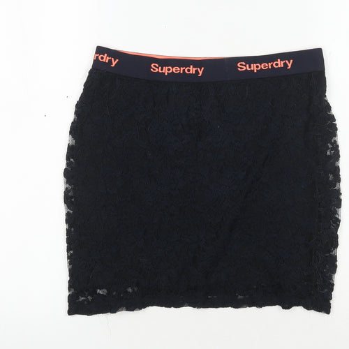 Superdry Women's Black Lace Pencil Skirt, Size M