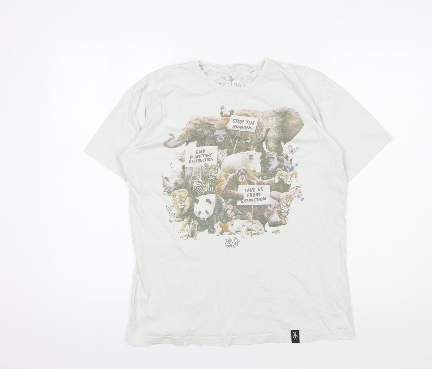 Dirty Velvet Unisex White Animal T-Shirt Medium