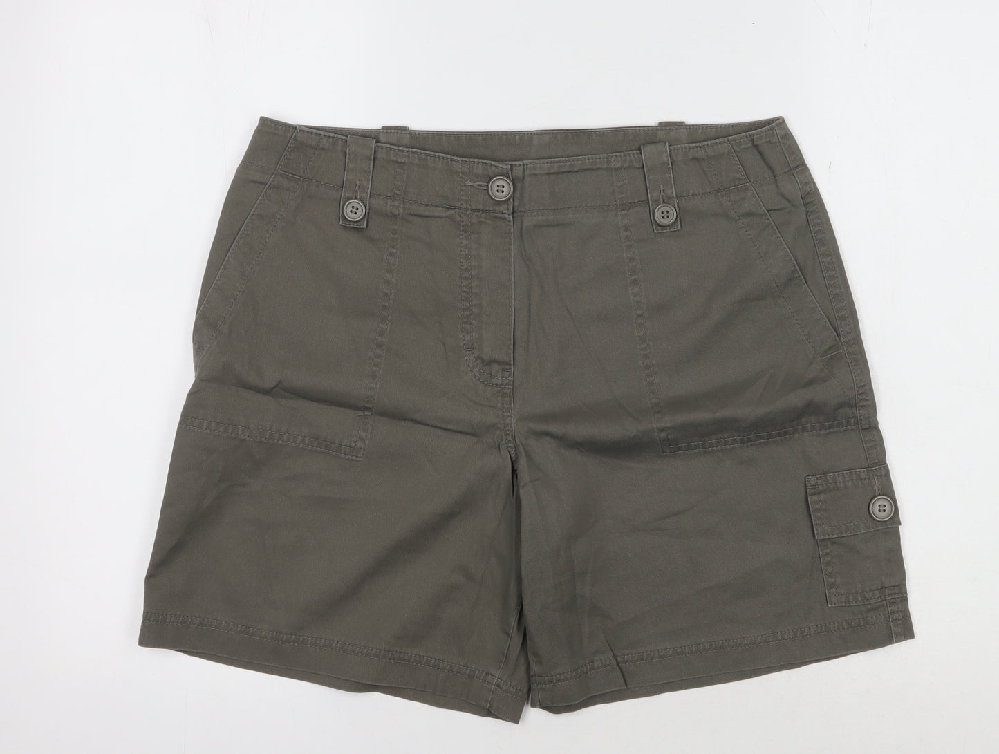 Marks and Spencer Women's Green Cargo Shorts, Size 14