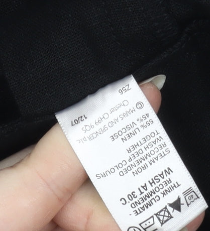 Marks and Spencer Women's Black Wide-Leg Trousers Size 14