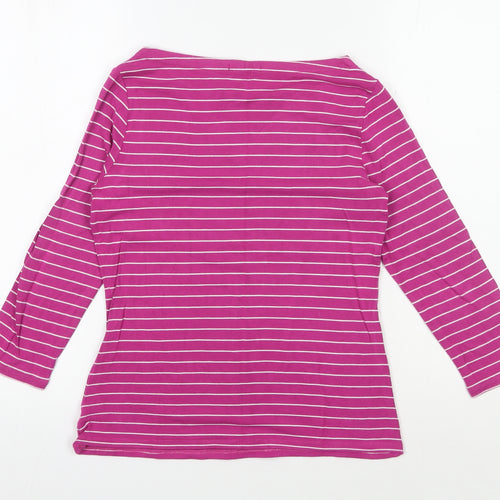 Linea Women's Pink Striped T-Shirt, Size M, Boat Neck