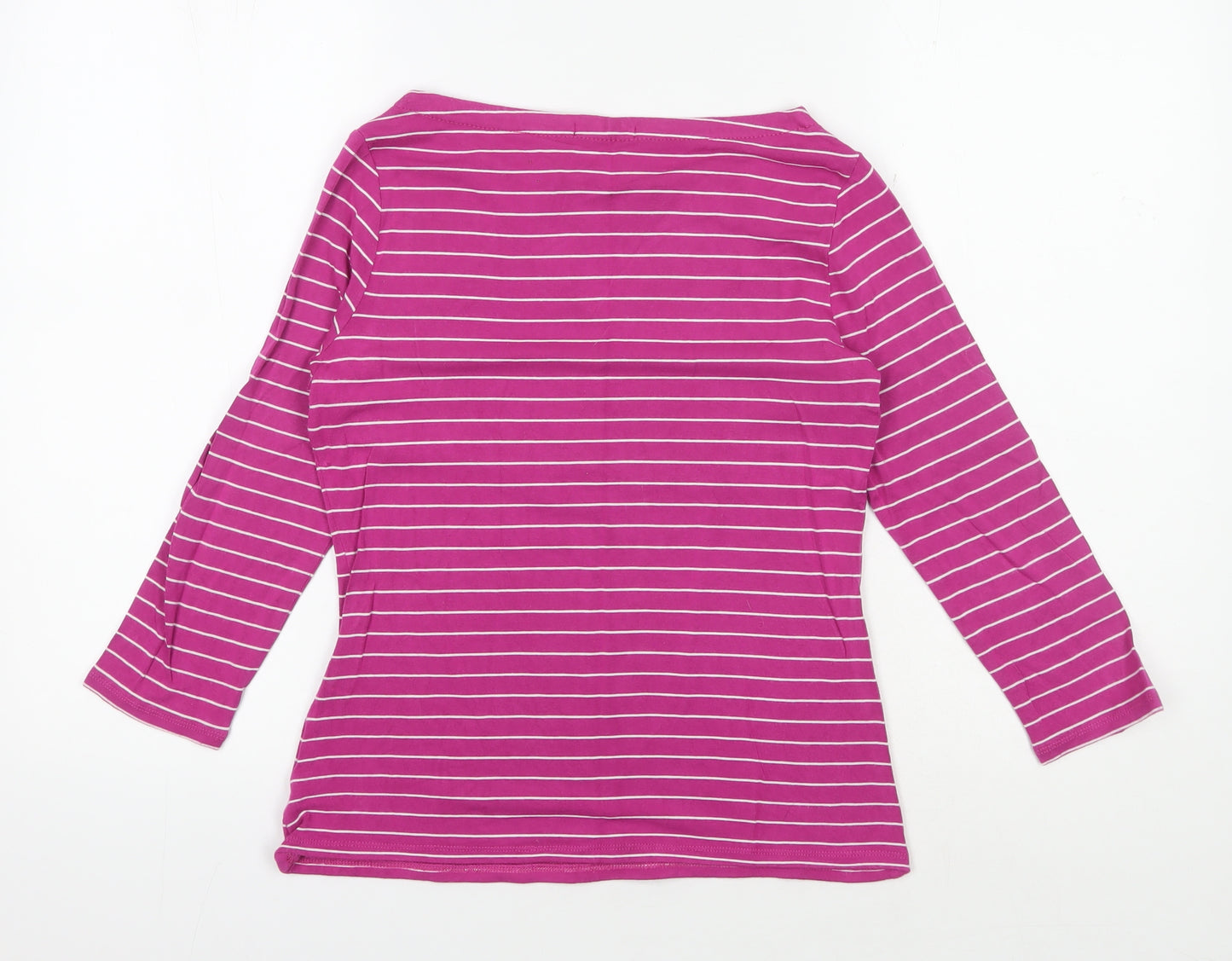Linea Women's Pink Striped T-Shirt, Size M, Boat Neck