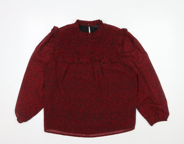 Dorothy Perkins Women's Red Animal Print Blouse Size 12