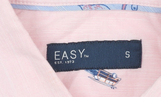 EASY Men's Pink Short Sleeve Button-Up Shirt - S