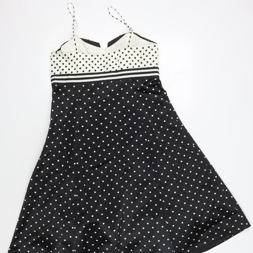 Debut Women's Black A-Line Polka Dot Dress, Size 10