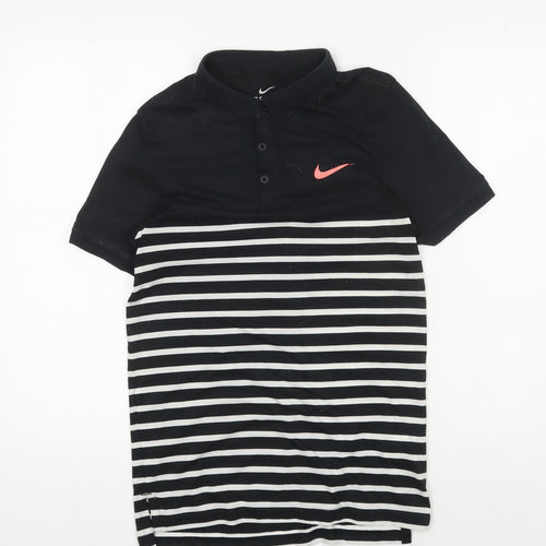 Nike Men's Black Striped Polo, Size S, Dri-Fit Style