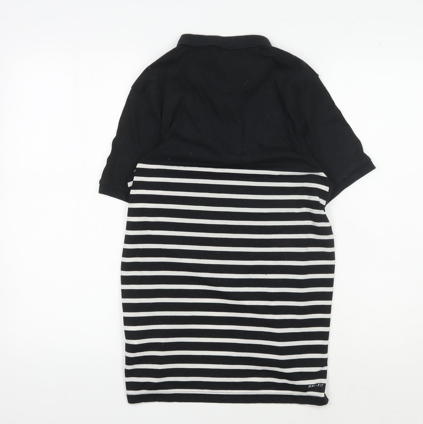 Nike Men's Black Striped Polo, Size S, Dri-Fit Style
