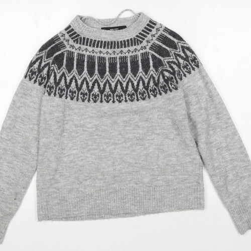 Vero Moda Women's Grey Fair Isle Pullover Jumper, Size 12