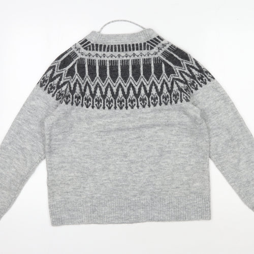 Vero Moda Women's Grey Fair Isle Pullover Jumper, Size 12