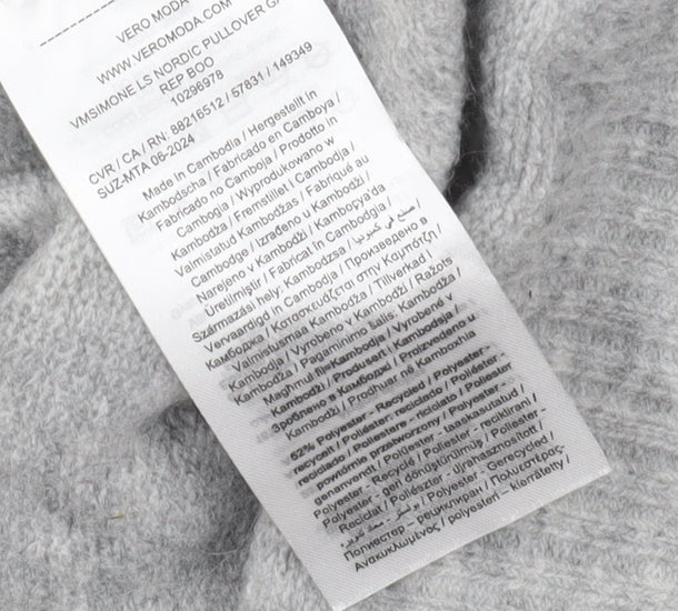 Vero Moda Women's Grey Fair Isle Pullover Jumper, Size 12