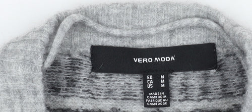 Vero Moda Women's Grey Fair Isle Pullover Jumper, Size 12