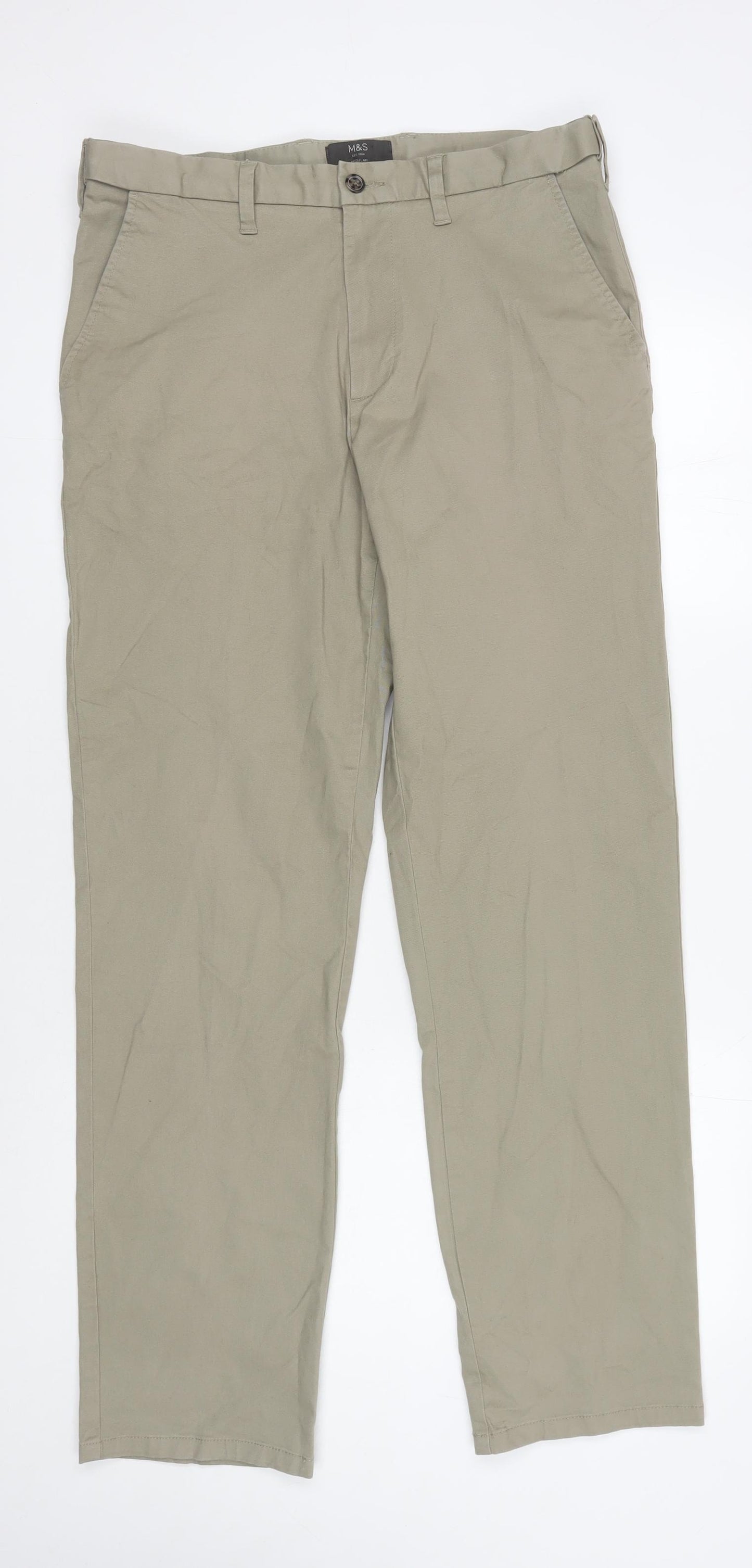 Marks and Spencer Men’s Beige Chino Trousers - Size 34