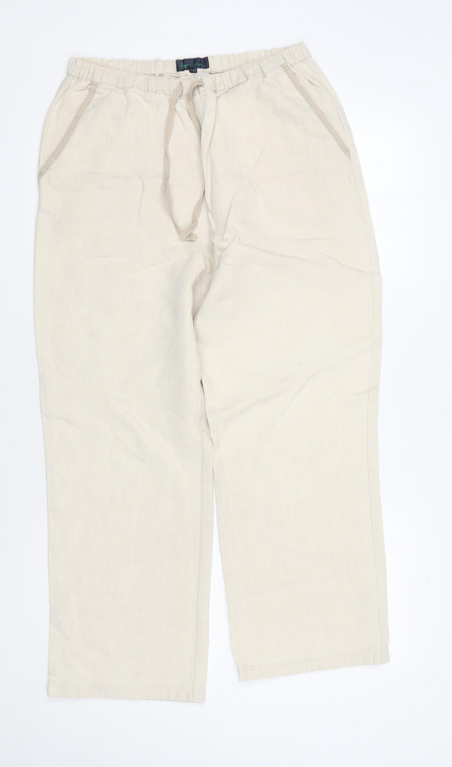 Boden Beige Women’s Linen Trousers Size 16