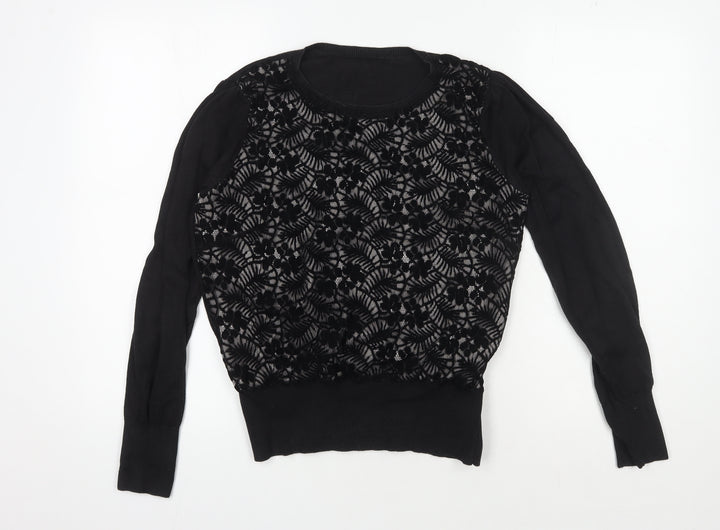 Oasis Women's Black Floral Pullover Jumper M