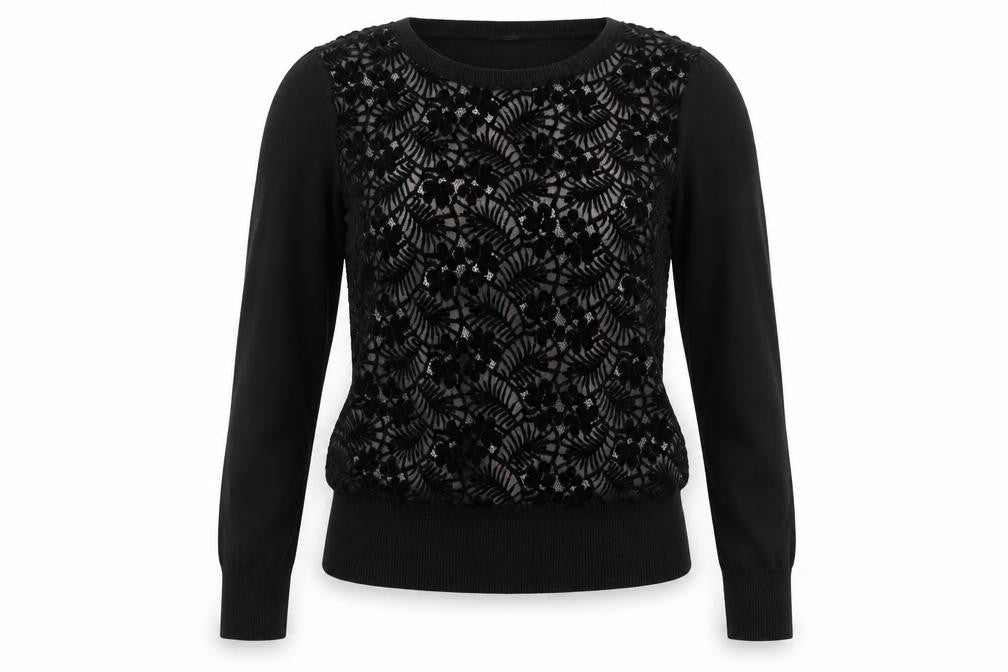 Front view of Oasis Women's Black Floral jumper M