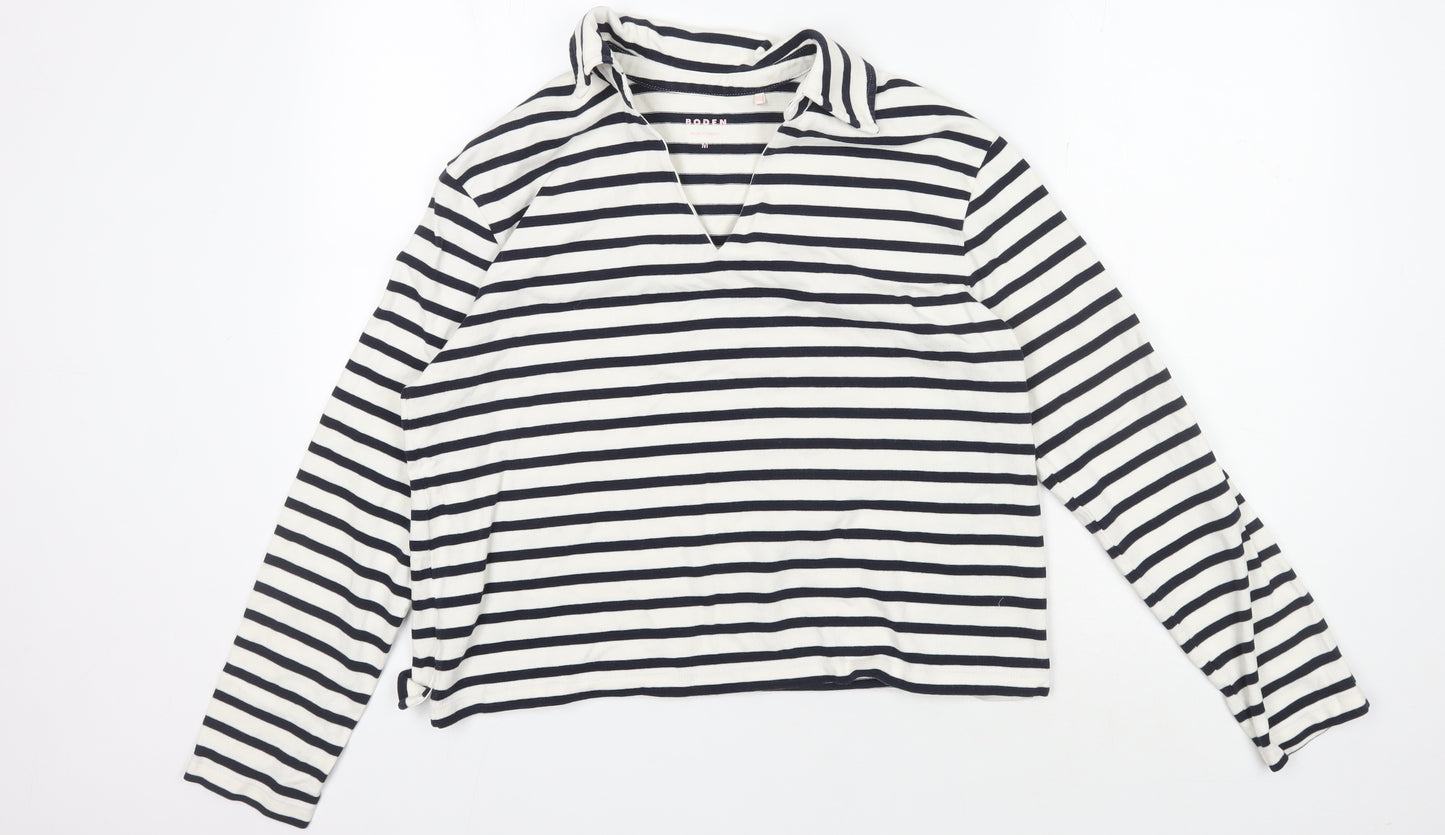 Boden Women's Black & White Striped Jersey T-Shirt M