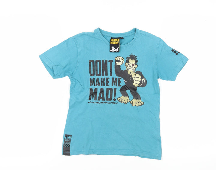 Drunkn Munky Boys Blue Graphic T-Shirt, Size 7-8 Years, Fun Style
