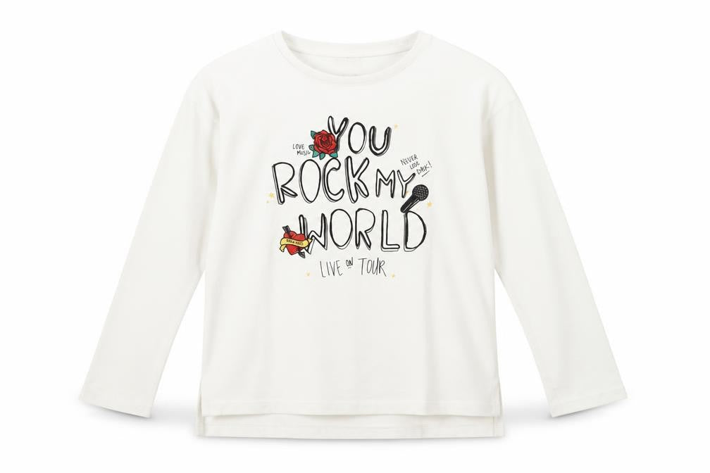 Zara Girls White Music Graphic Long Sleeve T-Shirt 9 Years