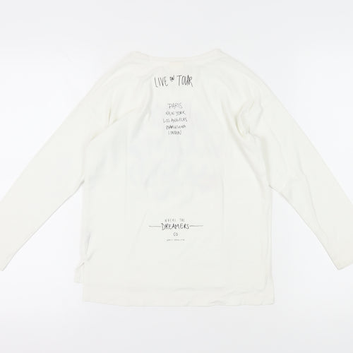 Zara Girls White Music Graphic Long Sleeve T-Shirt 9 Years