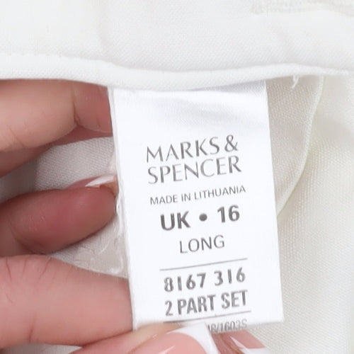 Marks and Spencer Women's White Belted Trousers Size 16