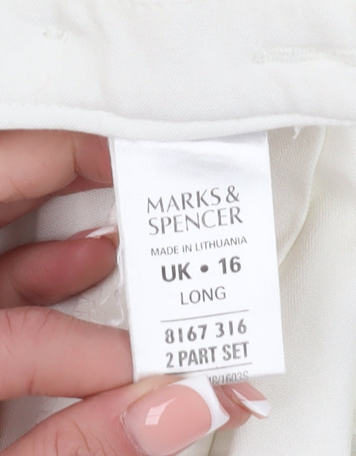 Marks and Spencer Women's White Belted Trousers Size 16