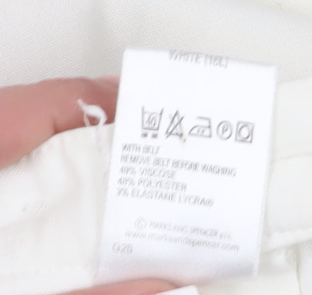 Marks and Spencer Women's White Belted Trousers Size 16