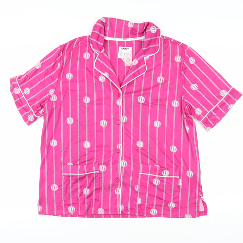 DKNY Women's Pink Striped Pyjama Top, Size L