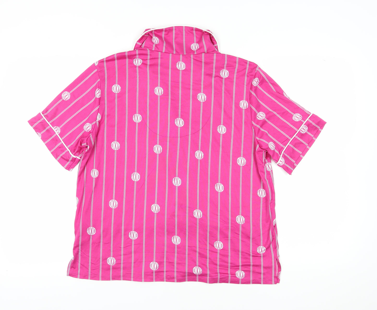 DKNY Women's Pink Striped Pyjama Top, Size L
