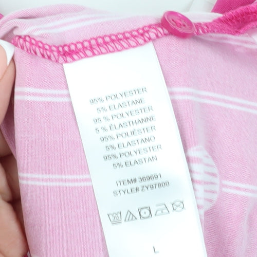 DKNY Women's Pink Striped Pyjama Top, Size L