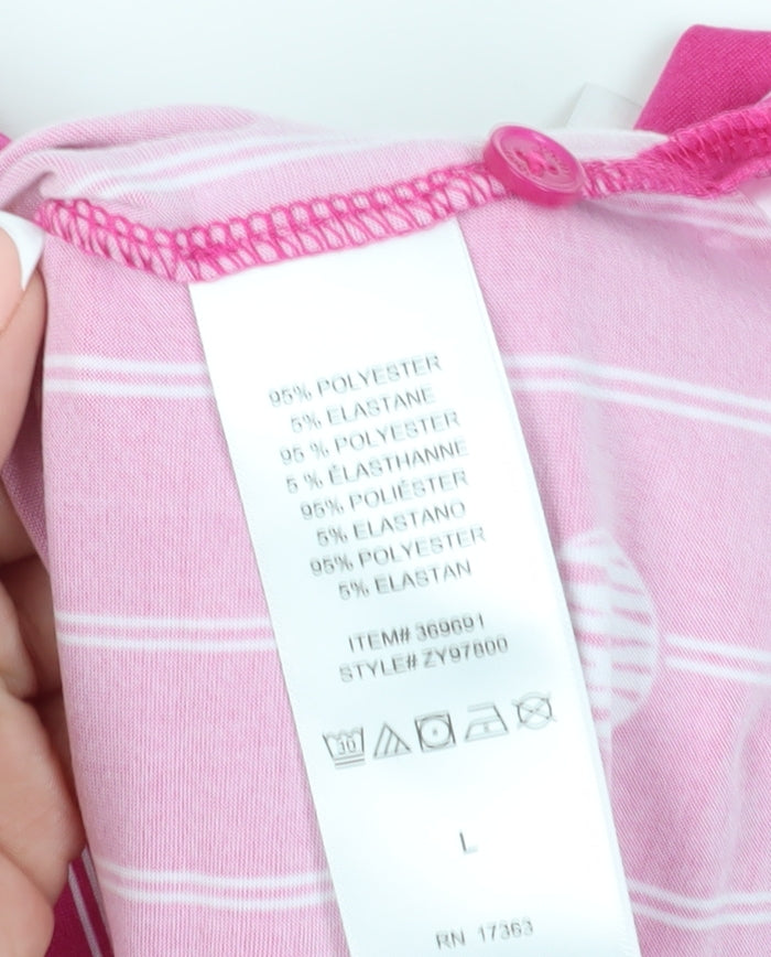 DKNY Women's Pink Striped Pyjama Top, Size L