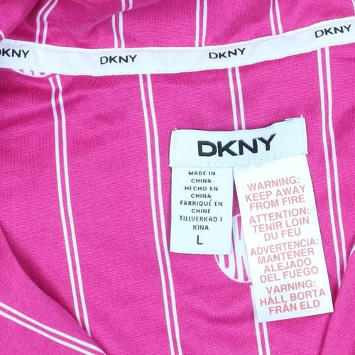 DKNY Women's Pink Striped Pyjama Top, Size L