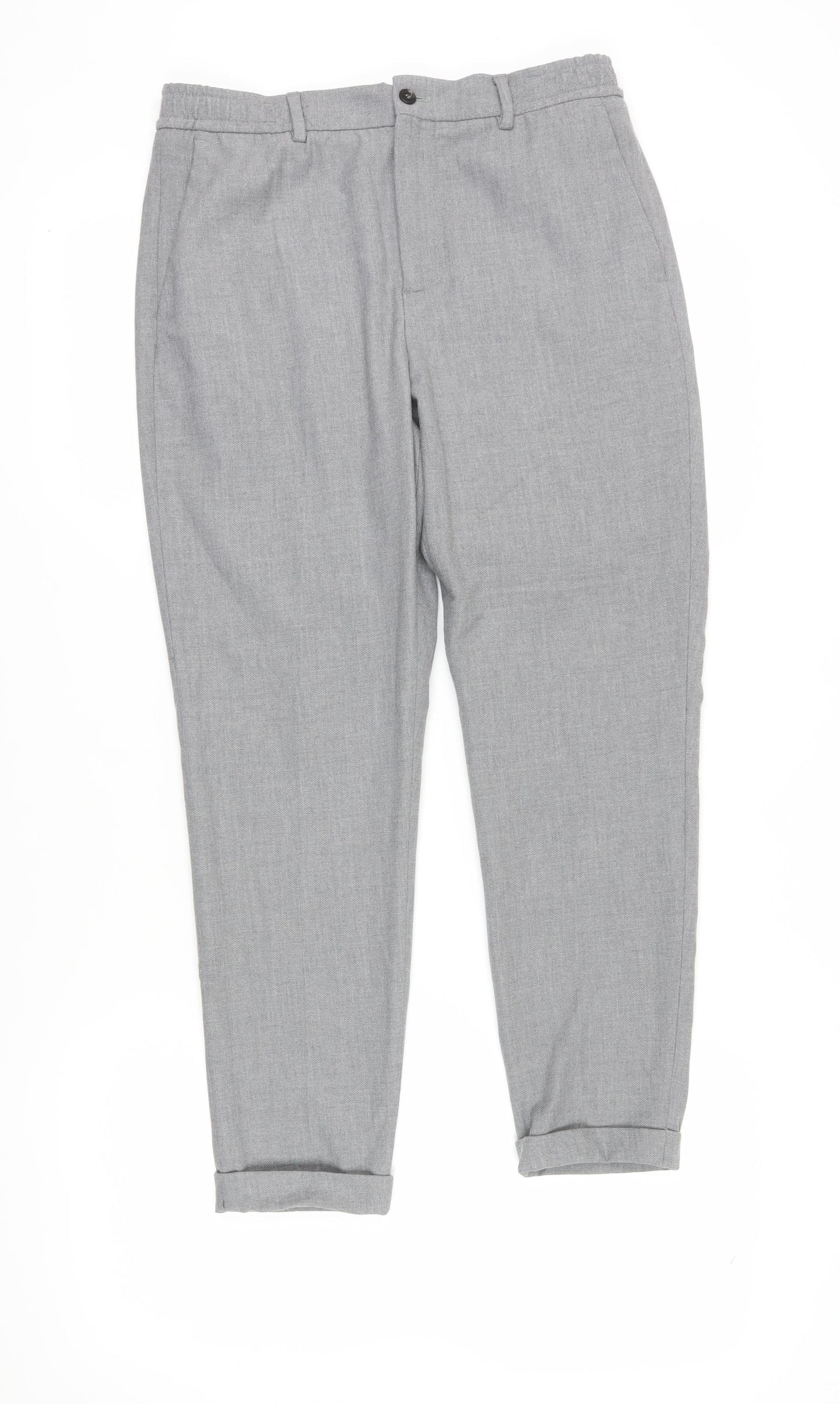 Zara Women's Grey Classic Trousers Size M, Elastic Waist