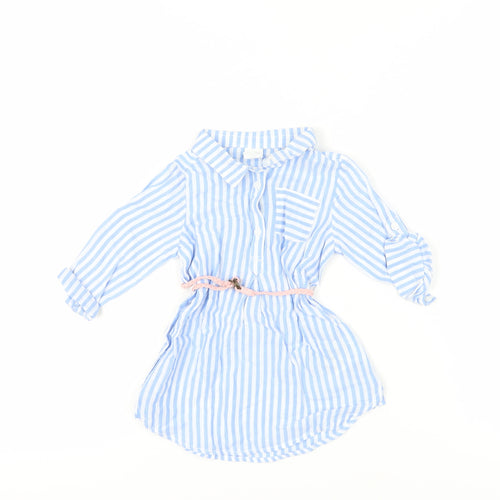 H&M Unisex Baby Blue Striped Tunic with Belt, 12 Months