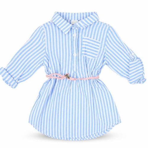 H&M Unisex Baby Blue Striped Tunic with Belt, 12 Months