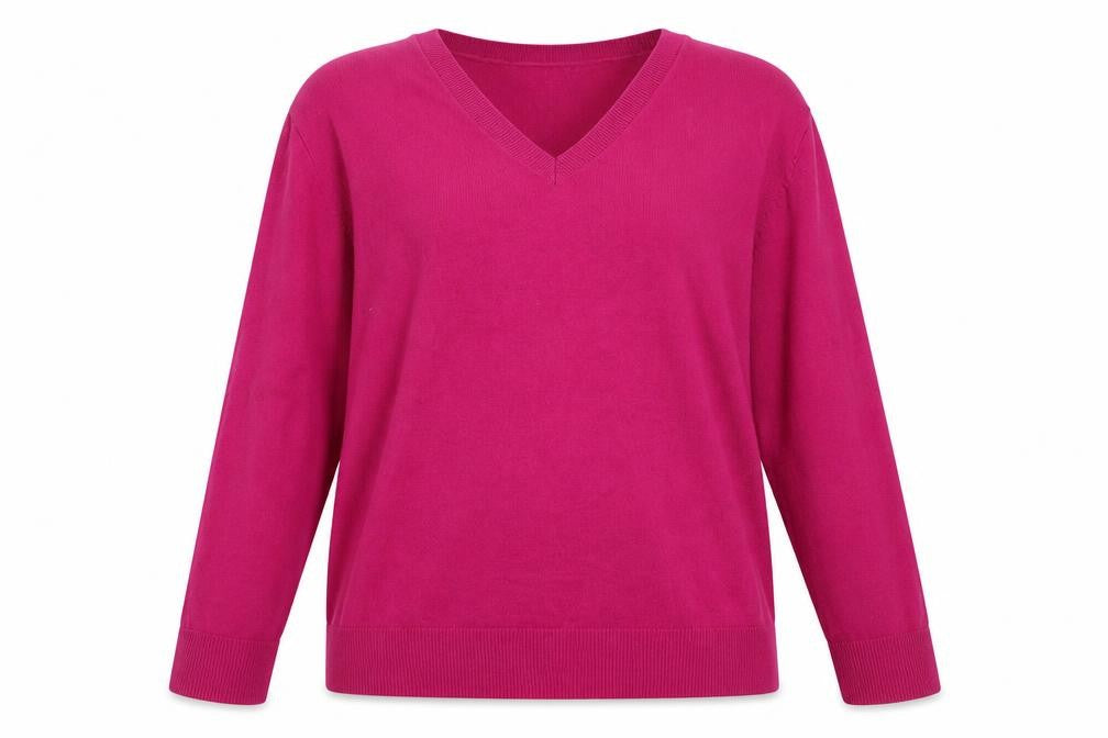 Front view of Ava & Viv Women's Pink V-Neck jumper 2XL